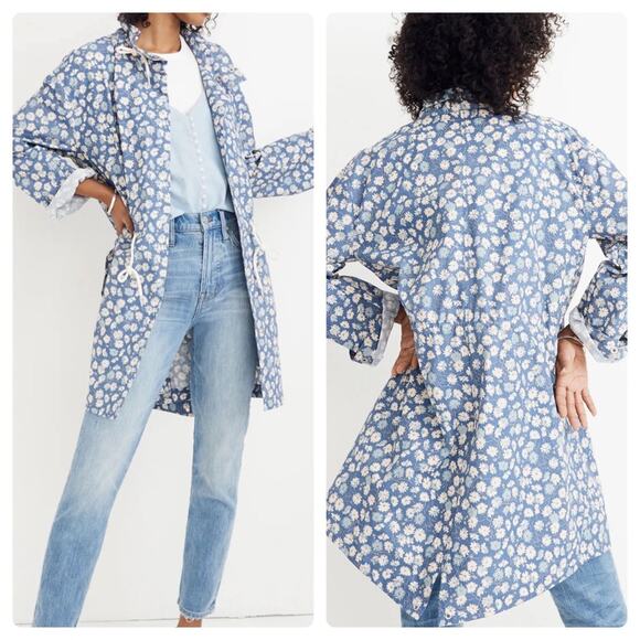 Madewell Ruffle-Neck Anorak Raincoat in French Floral - Picture 1 of 16